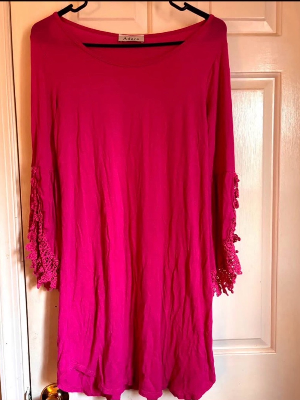ADORA Fuchsia Crochet Sleeve Tunic Dress